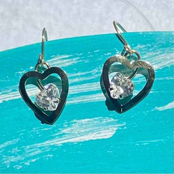 14K Heart Dangle Earrings - Picture 2 of 4